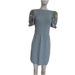 Vintage Don Sayres for Wellmore knit dress sequin sleeves wool blend size 6
